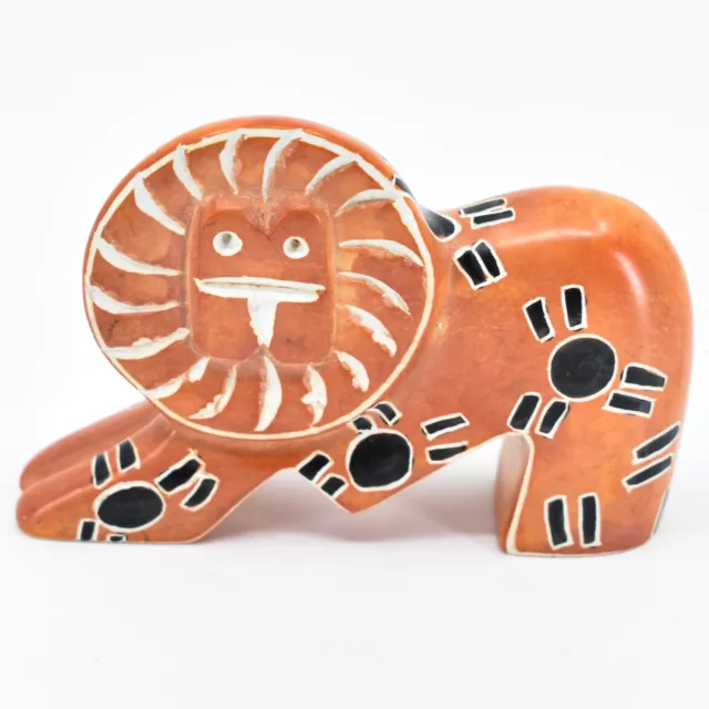 Crafts Caravan Soapstone Orange Stretching Lion Figurine Made in Kenya