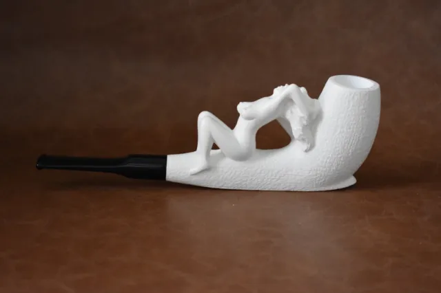 Nude Lady Smoking Pipe Block Meerschaum-NEW Handmade Custom Made Fitted Case149