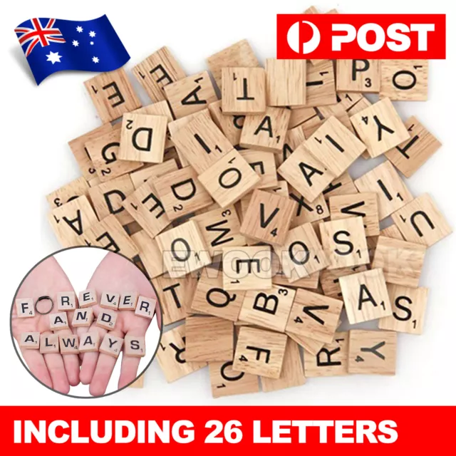 upto 500x Wooden Alphabet Scrabble Tiles Black Letters & Numbers For Crafts Wood