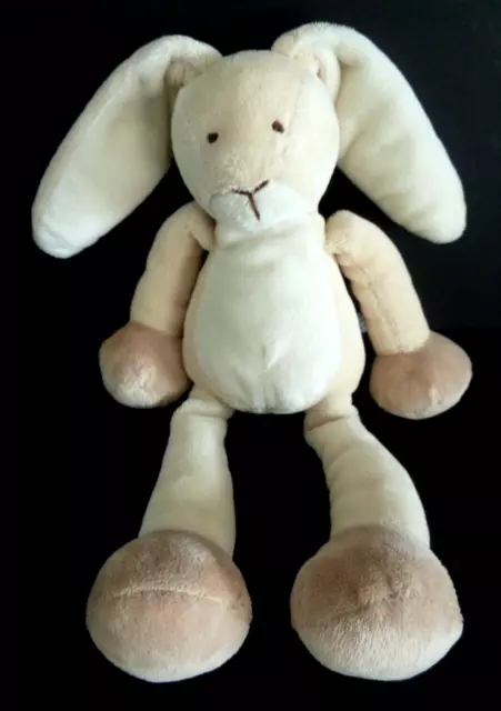 *. DOUDOU PELUCHE LAPIN GUND blanc écru marron beige billes 24cm - ETAT NEUF*