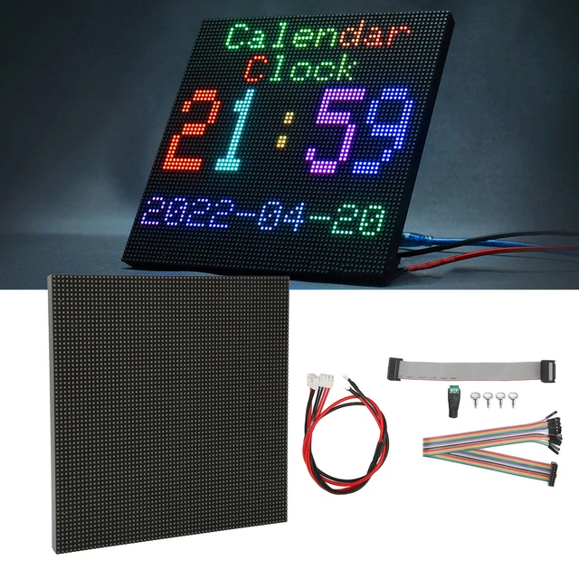 LED Matrix Panel 4096 RGB LEDs Full Color Adjustable Brightness 64x64 3mm UK XAT