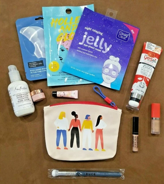 Bolsa de maquillaje mixta belleza lote 4 cosméticos máscara cepillo labios cuidado de la piel muestras completas