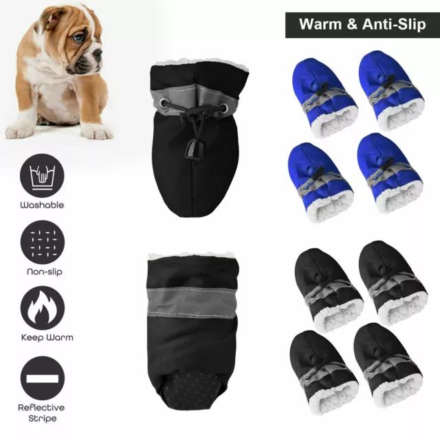 ⭐Quality Pet Dog Boots Waterproof Cotton Anti-slip Reflective Puppy Snow Shoes