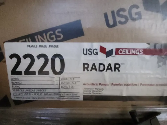 USG Radar R2220 Ceiling Panel Perlite Mineral Fiber WHT 24" x 24" Square 16pc