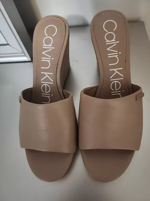 Calvin Klein Luc Mule Womens Size 7 Nude Patent