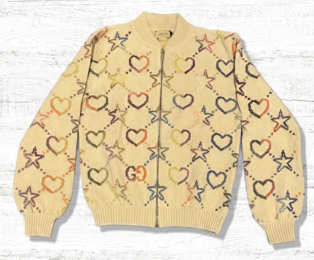 Gucci Kids (Girls) Monogram-pattern Knitted Bomber Jacket/ Sweatshirt 12+