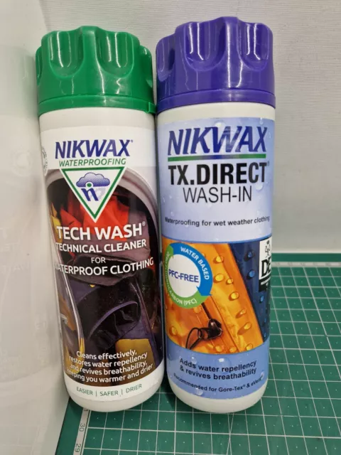 Nikwax Tech Wash & TX Direct Twin Pack Cleaning Waterproof Outdoor Clothing