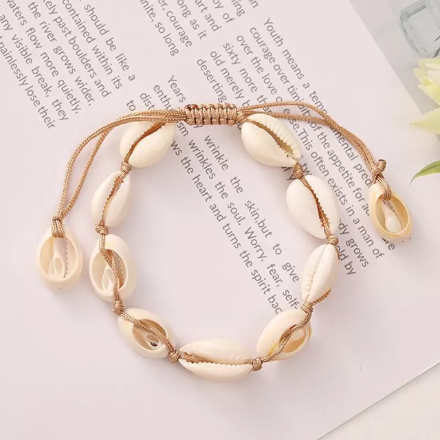 Natural Shell Braided Bracelet Adjustable Handmade Boho Women Beach Jewelry Gift
