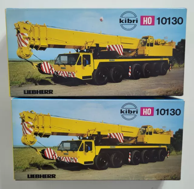 Kibri 10130 H0 2x Bausatz Liebherr Teleskop Autokran in gelb OVP *wie Neu*