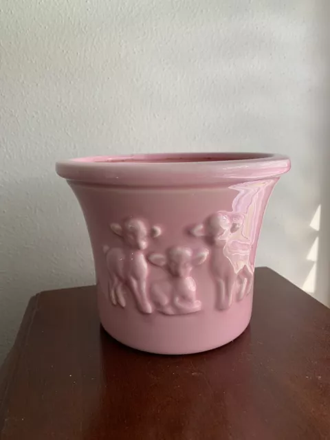 Vintage Haeger Pottery Pink Lamb Planter Pot  Sheep #362 USA 3-D Nursery Baby