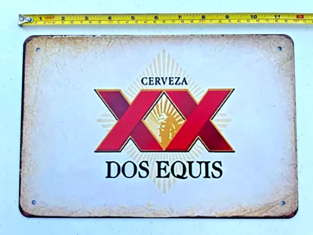 Dos Equis Tin Sign Metal Art Beer Amber Especial Mexican Gift Pub Bar Man Cave