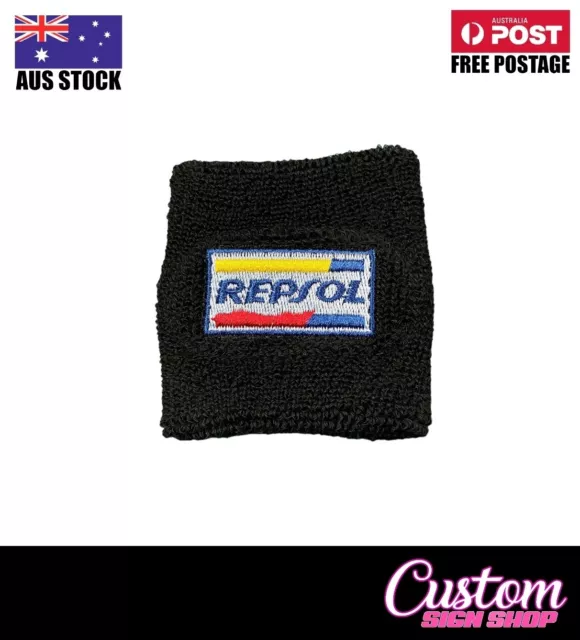 Motorcycle Brake Fluid Reservoir Cover Sock Tank Sleeve Repsol Honda Black