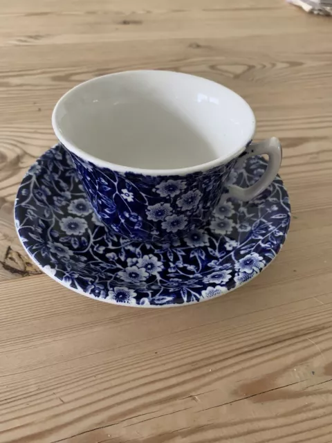 Burleigh Blue Calico Cup and Saucer.