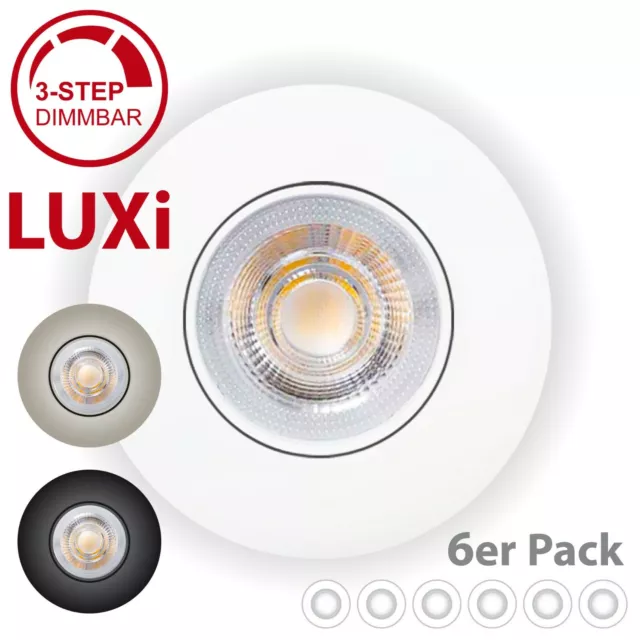 6x LED Einbaustrahler ultraflach 5W 3-step-dimmbar Einbauleuchten Einbauspot SET