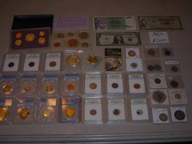 38 PCGS slabbed coin lot unc,gem bu,silver,Commemorative,IKE,mint & proof set