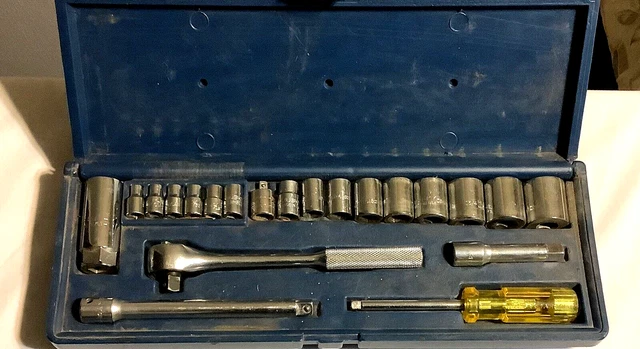 Vintage Husky by New Britain Tool Co. SAE 3/8" Drive Socket Set W/Case USA Made