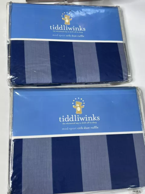 Tiddliwinks CRIB SKIRT DUST RUFFLE Nursery New Lot Of 2  Blue