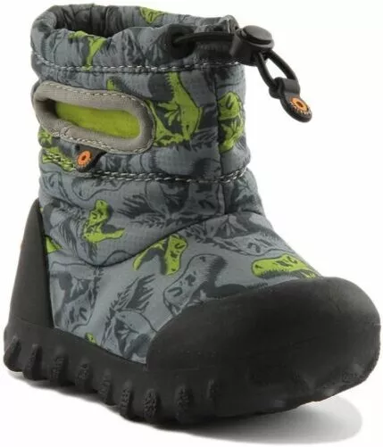 BOGS Bébé Neige Dinosaure Garçons Chaud Doublure Bottes en Gris Noir Taille UK 4