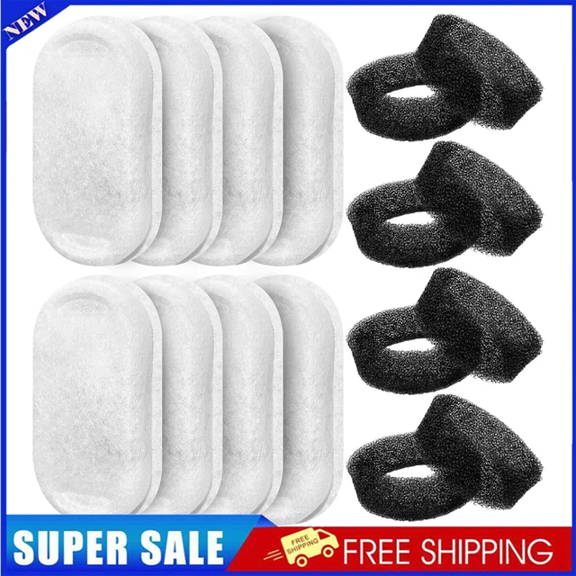 16/24Pcs Pet Cat Water Fountain Replacement Filters 8/12Pcs Carbon& 8/12Pcs Foam