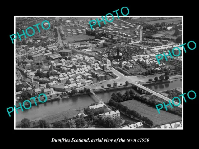 OLD 8x6 HISTORIC PHOTO OF DUMFRIES SCOTLAND AERIAL VIEW OF THE TOWN c1930 5
