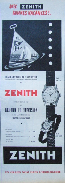 Publicité Presse 1955 Montre-Bracelet Zenith Record De Précision Zi 335 Zo 2007