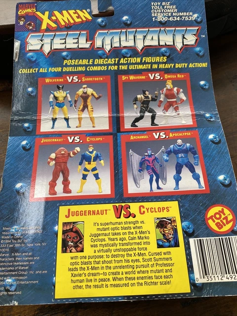 X-Men Steel Mutants Juggernaut vs Cyclops Die Cast Figures Sealed on Card 1994 3