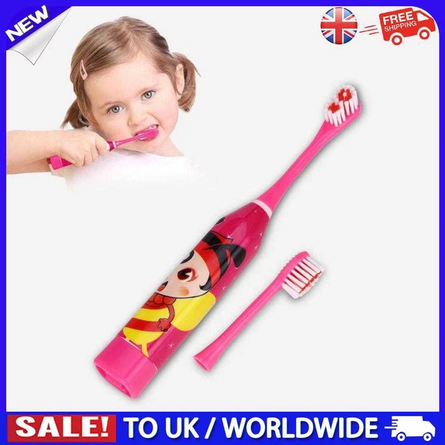 Cepillo de dientes eléctrico impermeable para niños y niñas (rojo)