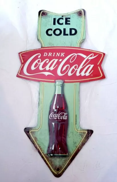 12" Coca Cola Coke ice cold neon style 3d cutout drink USA metal display ad Sign