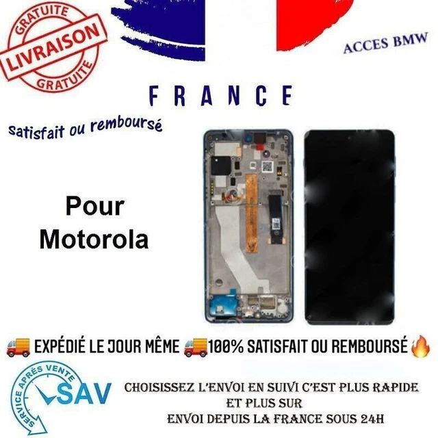 Écran LCD Complet Avec Châssis Pour Motorola G8 Plus – Bleu – Neuf (Graphène)