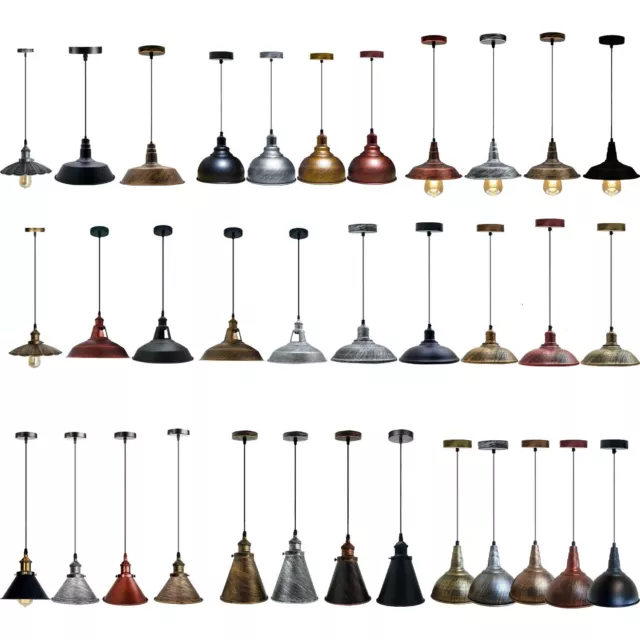 Vintage Industrial Ceiling Pendant Light Retro Style Metal Hanging Retro Lamp UK