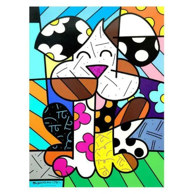 ROMERO BRITTO Cool Easter Bunny 2021 HAND SIGNED on Canvas Brazilian  Artist