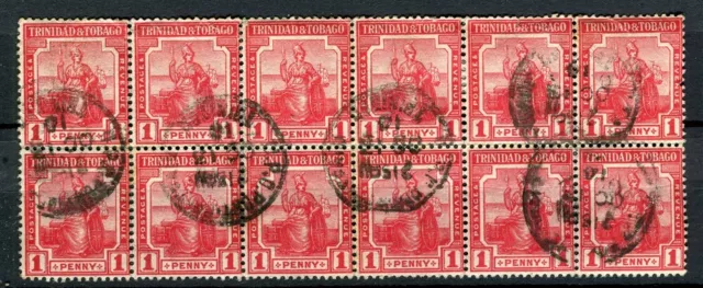 TRINIDAD; emissione primi 1900 Britannia fine usato 1c. BLOCCO di 12