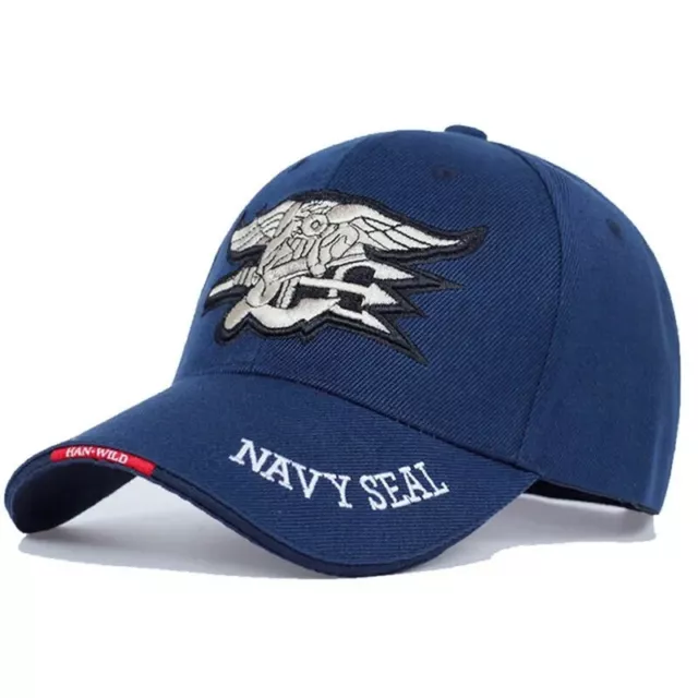 Quality Dark Navy Blue Baseball Cap Us Navy Seal Embroidered Logos New!