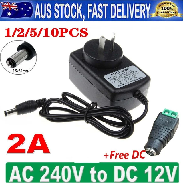 Power Supply Adapter AC DC 12V 2A Transformer Charger For LED Strips Camera Hubs