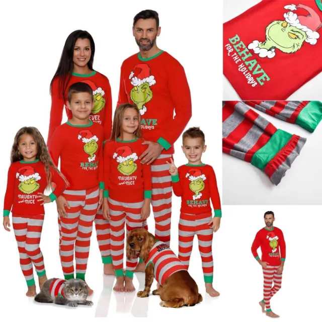 The Grinch Family Matching Christmas Pyjamas Adult Boys Girls PJs Nightwear Set