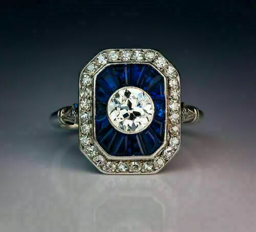 1920's Vintage Art Deco 2.77 Carat Round Cut Lab-Created Diamond Engagement Ring