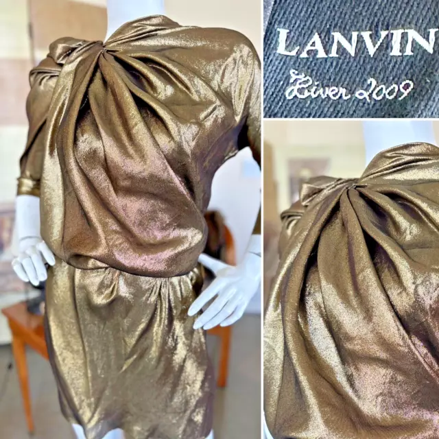 Lanvin Spring Hiver 2009 by Alber Elbaz Short Metallic Gold Dress with Faux Belt