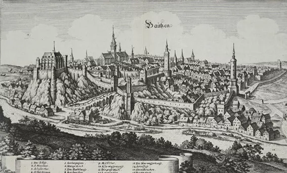 BAUTZEN - Gesamtansicht - Merian - Kupferstich um 1650