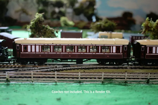 Caledonian Coach '00' Chocolate Plum RENDER KIT Hornby Triang Pullman R228 x 3