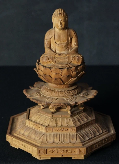 Japan Butsudan wood Buddha wood hand carving 1970 craft C