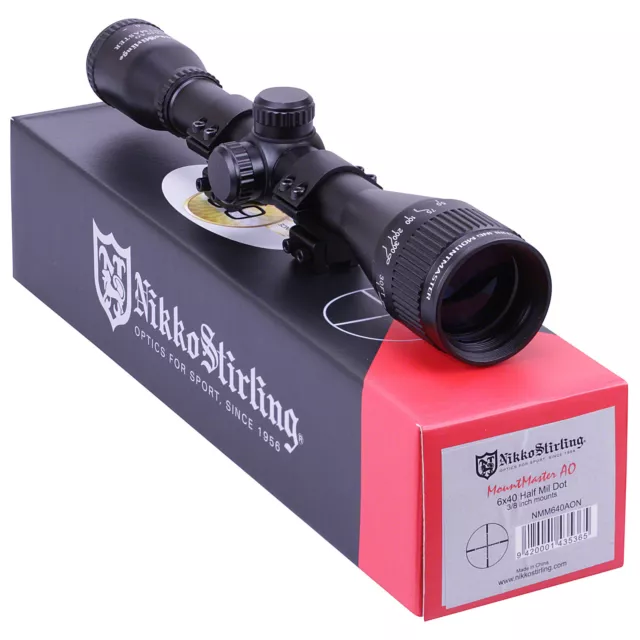 Nikko MOUNTMASTER 6x40 PX AO Rifle Scope + MOUNTS Mil Dot Sight Riflescope