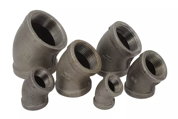 Black Malleable Iron 45 Degree Elbow Pipe Fittings 15mm - 50mm (1/2" - 2")