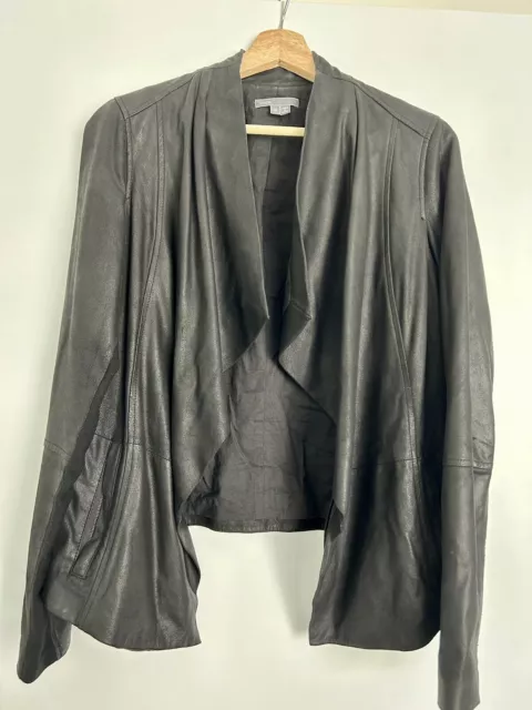 Vince Drape Neck Leather Jacket Size Medium