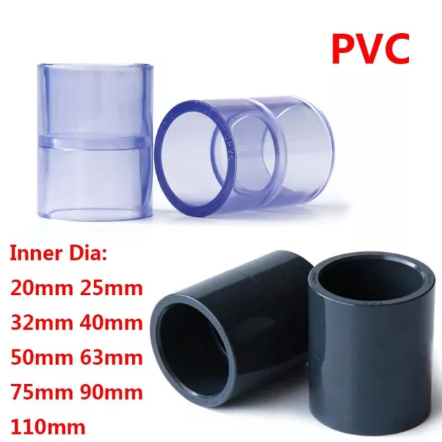 PVC Straight Connector Socket Inner Dia 20mm-110mm Hose Pipe Coupling Adapter