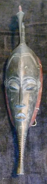 1930'S African Mask Hand Carved Wood Guro Tribe Ivory Coast