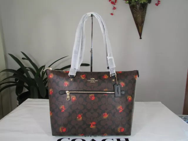 NWT Coach Signature Canvas Pop Floral Print Gallery Tote C5803 Multicolor