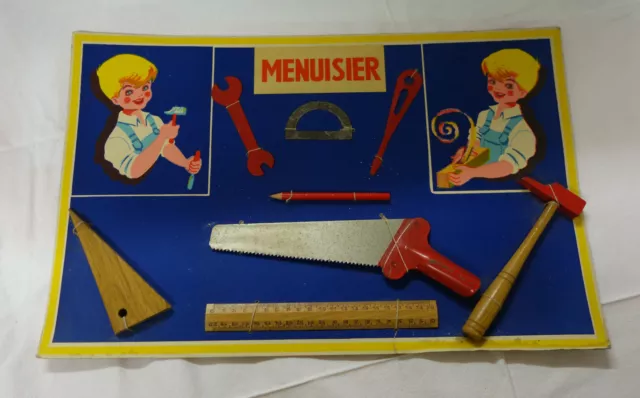 Ancien jeu mallette de menuisier , 14 outils pour enfants
