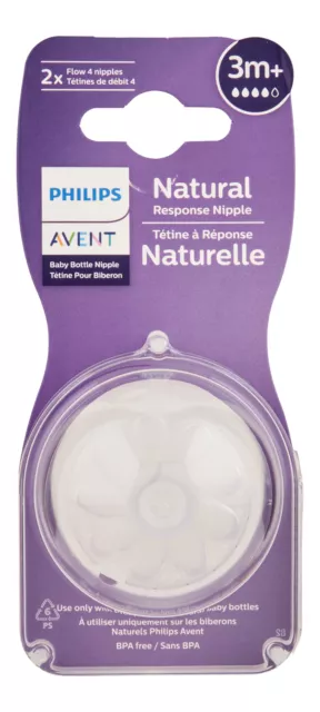 Philips Avent Natural Response Nipple Flow 4 3M+ 2 Ct. Baby Bottle