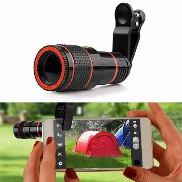 HD 8X Clip on Optical Zoom Telescope Camera Lens for Universal Mobile Cell Phone 3