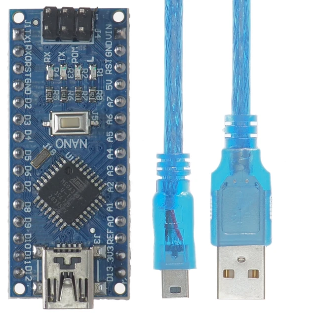 Carte Nano V3.0 - Compatible Arduino - ATmega328P, CH340 - Avec Câble USB - Neuf